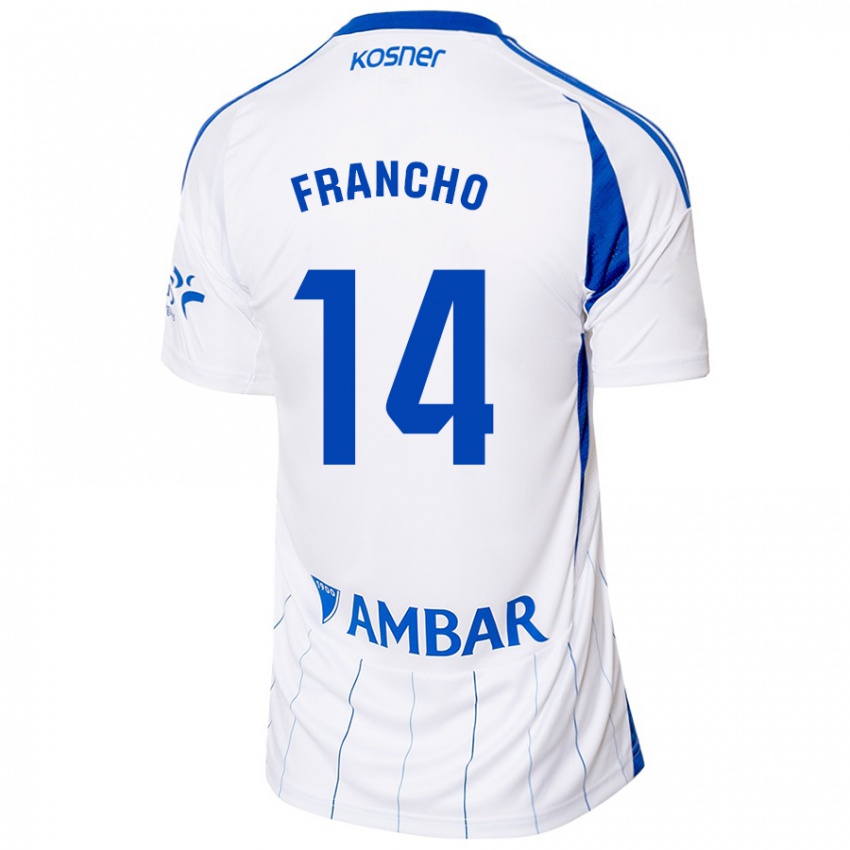 Hombre Camiseta Francho Serrano #14 Rojo Blanco 1ª Equipación 2024/25 La Camisa Perú