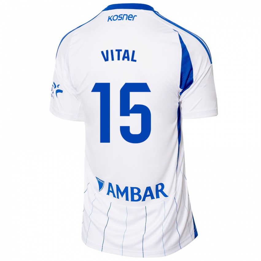 Hombre Camiseta Bernardo Vital #15 Rojo Blanco 1ª Equipación 2024/25 La Camisa Perú