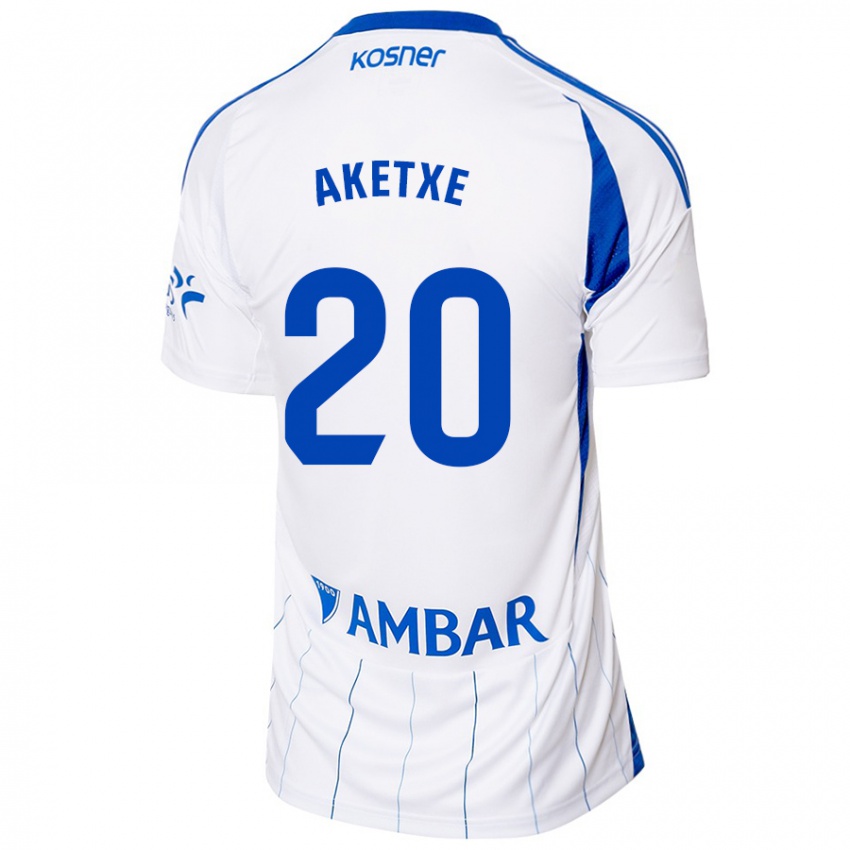 Hombre Camiseta Ager Aketxe #20 Rojo Blanco 1ª Equipación 2024/25 La Camisa Perú