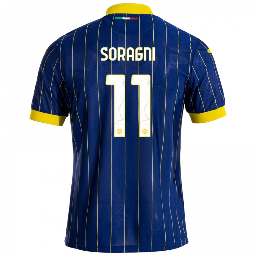 Hombre Camiseta Alberto Soragni #11 Azul Amarillo 1ª Equipación 2024/25 La Camisa Perú