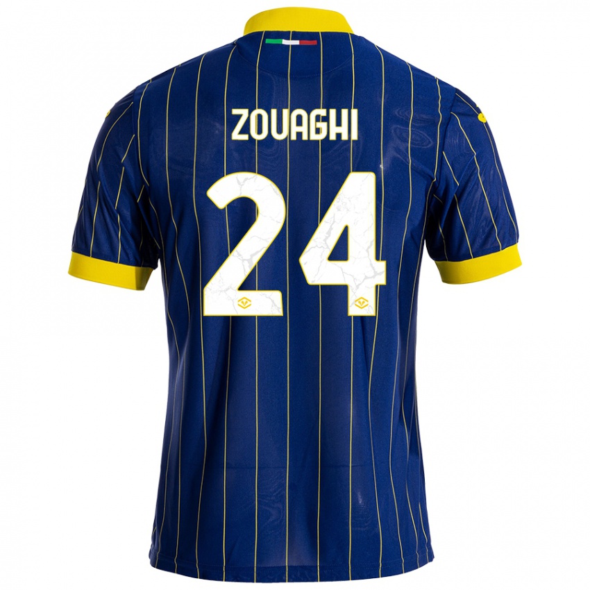 Hombre Camiseta Thomas Zouaghi #24 Azul Amarillo 1ª Equipación 2024/25 La Camisa Perú