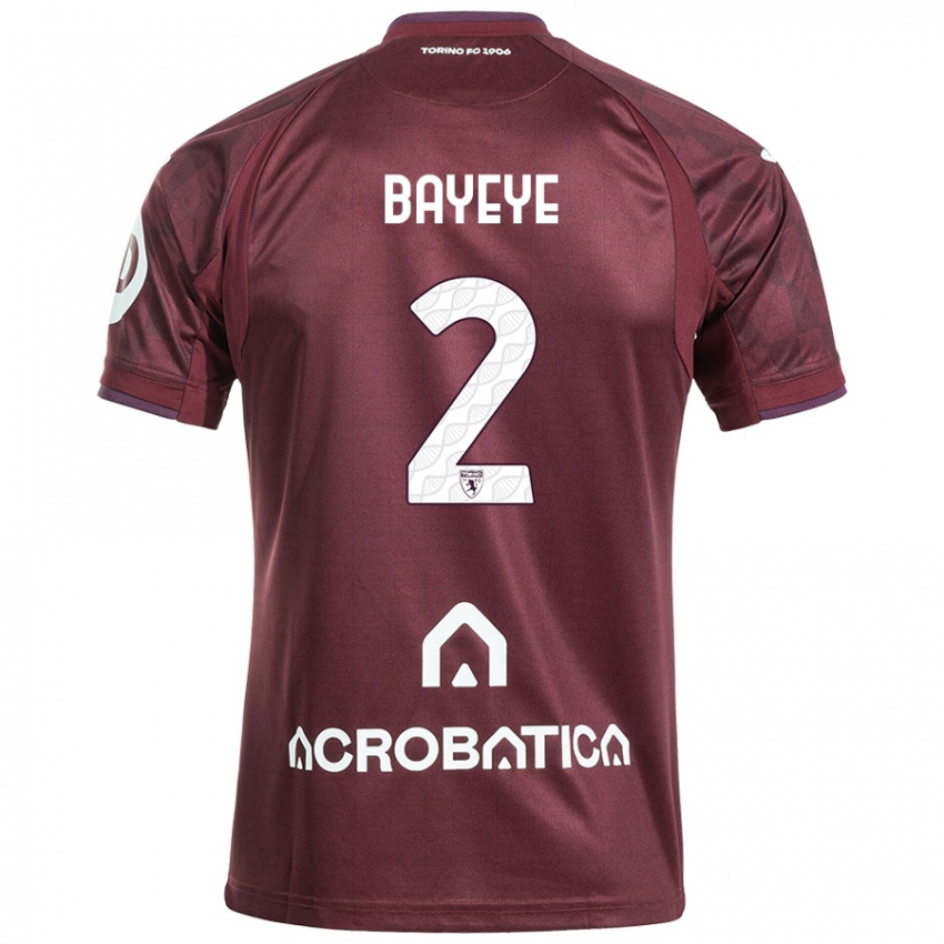 Hombre Camiseta Brian Bayeye #2 Granate Blanco 1ª Equipación 2024/25 La Camisa Perú