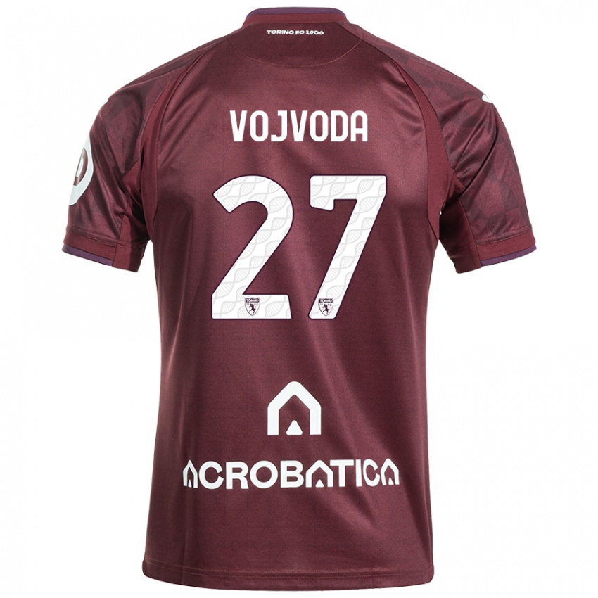 Hombre Camiseta Mërgim Vojvoda #27 Granate Blanco 1ª Equipación 2024/25 La Camisa Perú