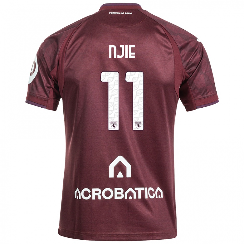 Hombre Camiseta Alieu Njie #11 Granate Blanco 1ª Equipación 2024/25 La Camisa Perú