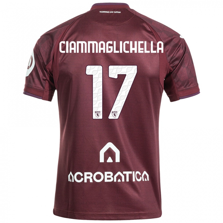 Hombre Camiseta Aaron Ciammaglichella #17 Granate Blanco 1ª Equipación 2024/25 La Camisa Perú