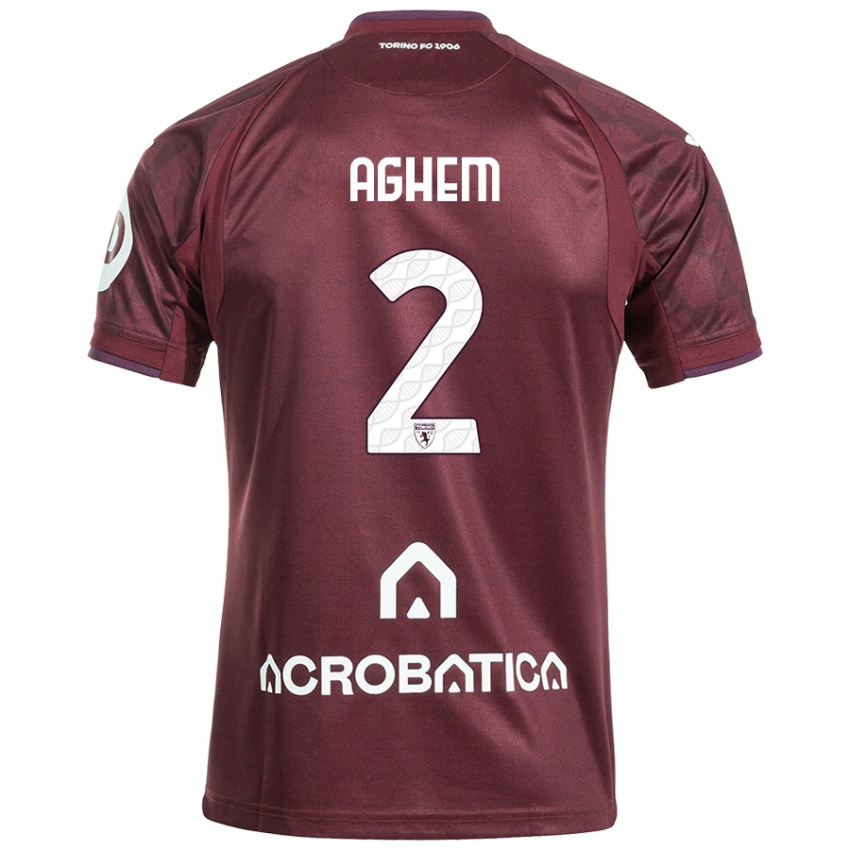 Hombre Camiseta Brigitta Aghem #2 Granate Blanco 1ª Equipación 2024/25 La Camisa Perú