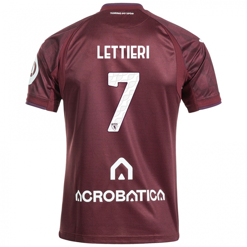 Hombre Camiseta Jessica Lettieri #7 Granate Blanco 1ª Equipación 2024/25 La Camisa Perú