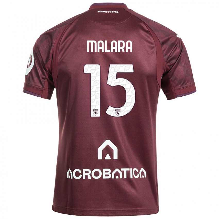 Hombre Camiseta Sara Malara #15 Granate Blanco 1ª Equipación 2024/25 La Camisa Perú