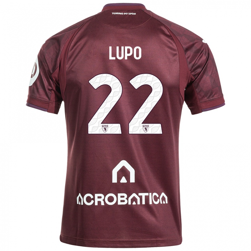 Hombre Camiseta Enrica Lupo #22 Granate Blanco 1ª Equipación 2024/25 La Camisa Perú