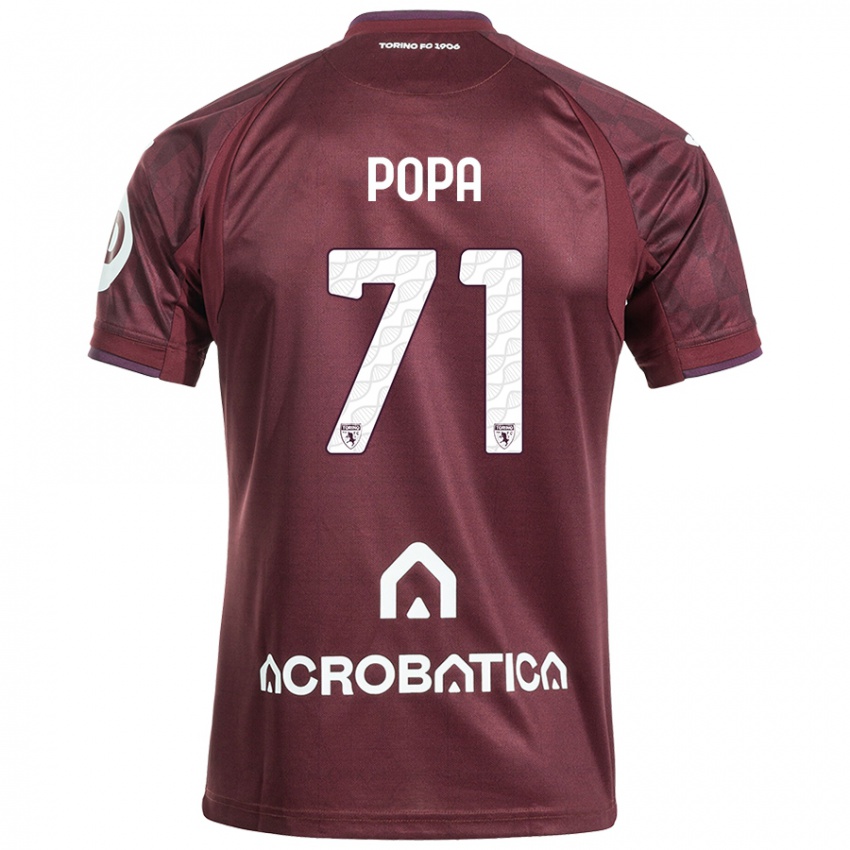 Hombre Camiseta Mihai Popa #71 Granate Blanco 1ª Equipación 2024/25 La Camisa Perú