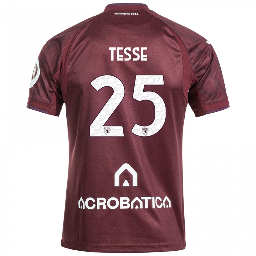 Hombre Camiseta Manuela Tesse #25 Granate Blanco 1ª Equipación 2024/25 La Camisa Perú