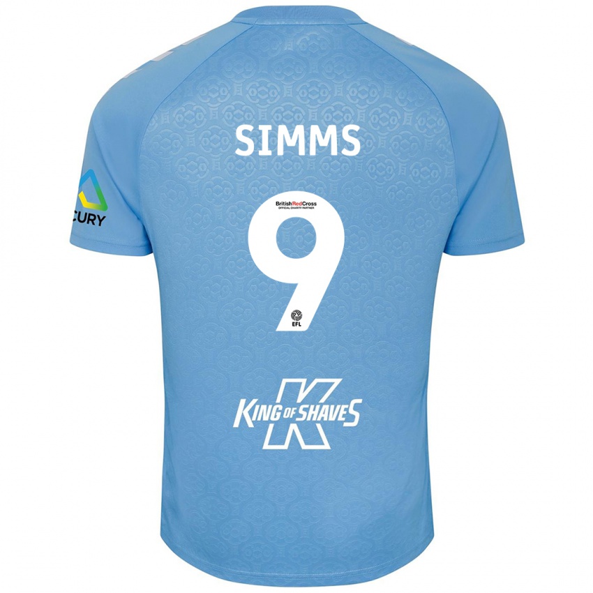 Hombre Camiseta Ellis Simms #9 Azul Blanco 1ª Equipación 2024/25 La Camisa Perú