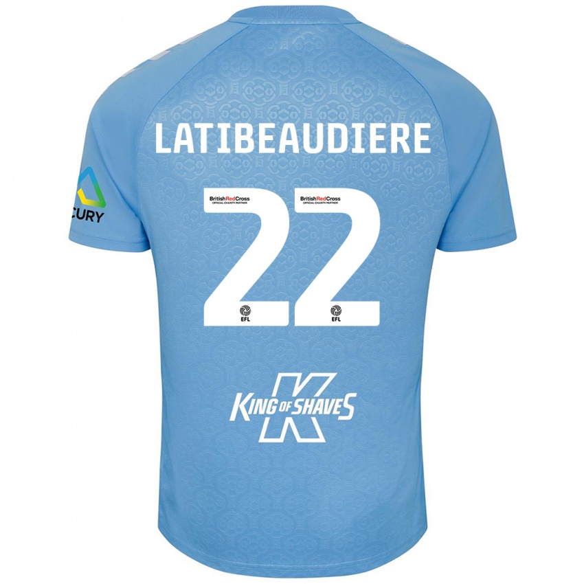 Hombre Camiseta Joel Latibeaudiere #22 Azul Blanco 1ª Equipación 2024/25 La Camisa Perú