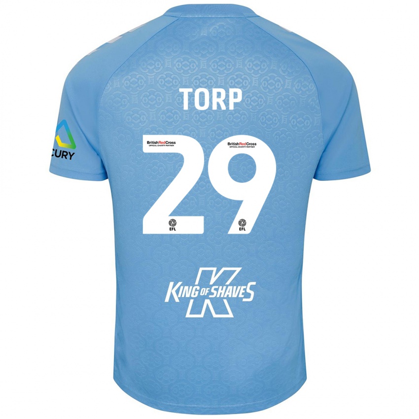 Hombre Camiseta Victor Torp #29 Azul Blanco 1ª Equipación 2024/25 La Camisa Perú