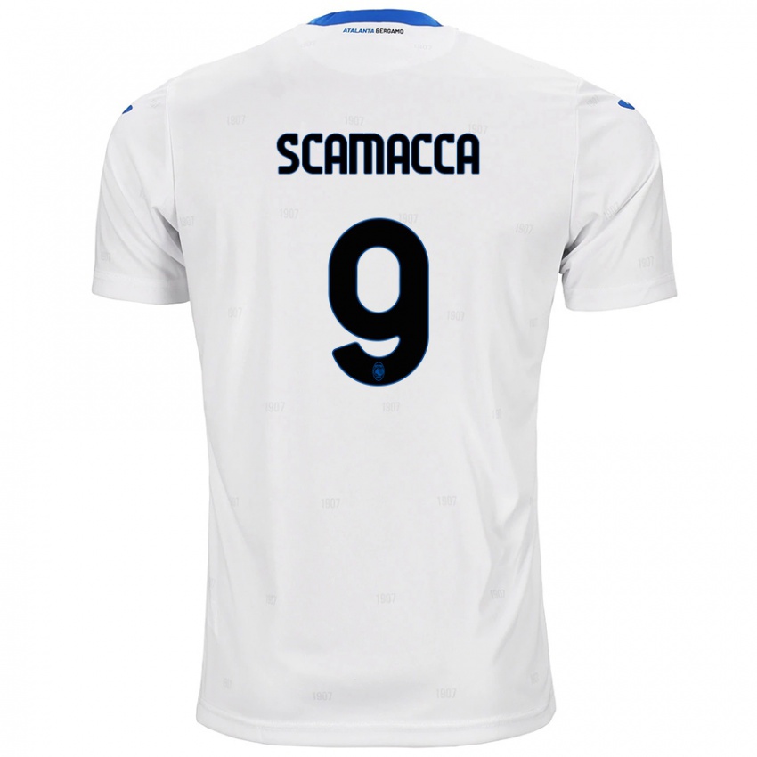 Hombre Camiseta Gianluca Scamacca #9 Blanco 2ª Equipación 2024/25 La Camisa Perú