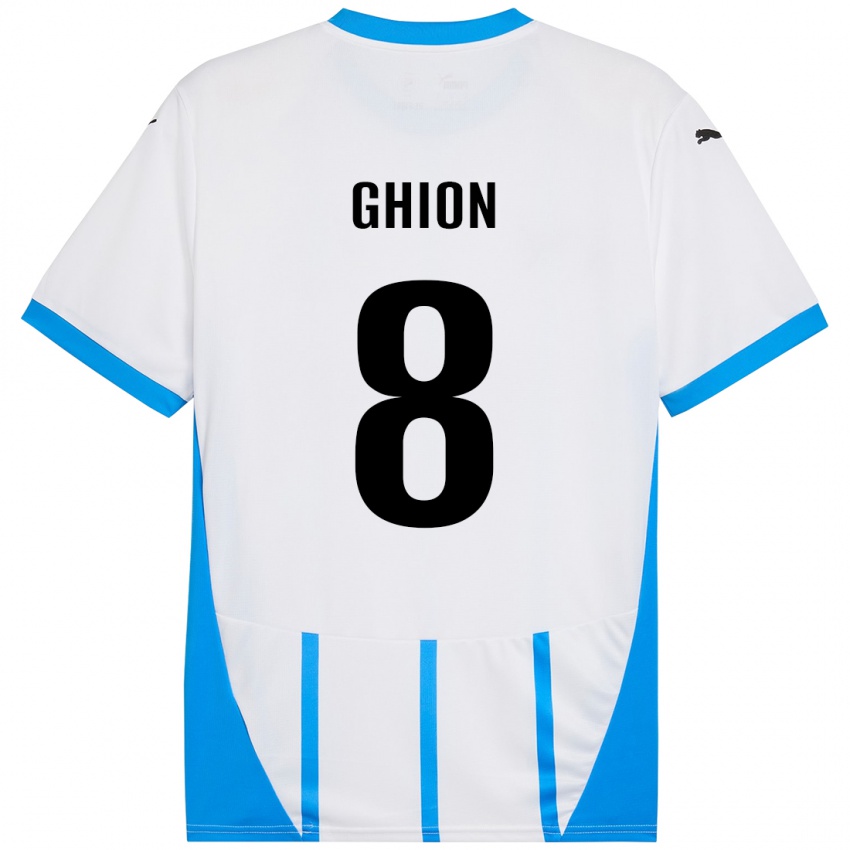 Hombre Camiseta Andrea Ghion #8 Blanco Azul 2ª Equipación 2024/25 La Camisa Perú