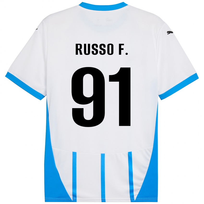 Hombre Camiseta Flavio Russo #91 Blanco Azul 2ª Equipación 2024/25 La Camisa Perú