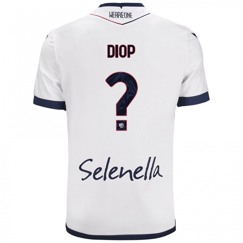 Hombre Camiseta Saer Diop #0 Blanco Azul Real 2ª Equipación 2024/25 La Camisa Perú