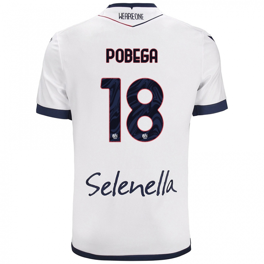 Hombre Camiseta Tommaso Pobega #18 Blanco Azul Real 2ª Equipación 2024/25 La Camisa Perú