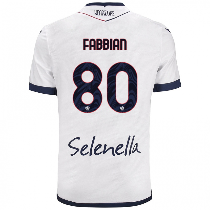 Hombre Camiseta Giovanni Fabbian #80 Blanco Azul Real 2ª Equipación 2024/25 La Camisa Perú