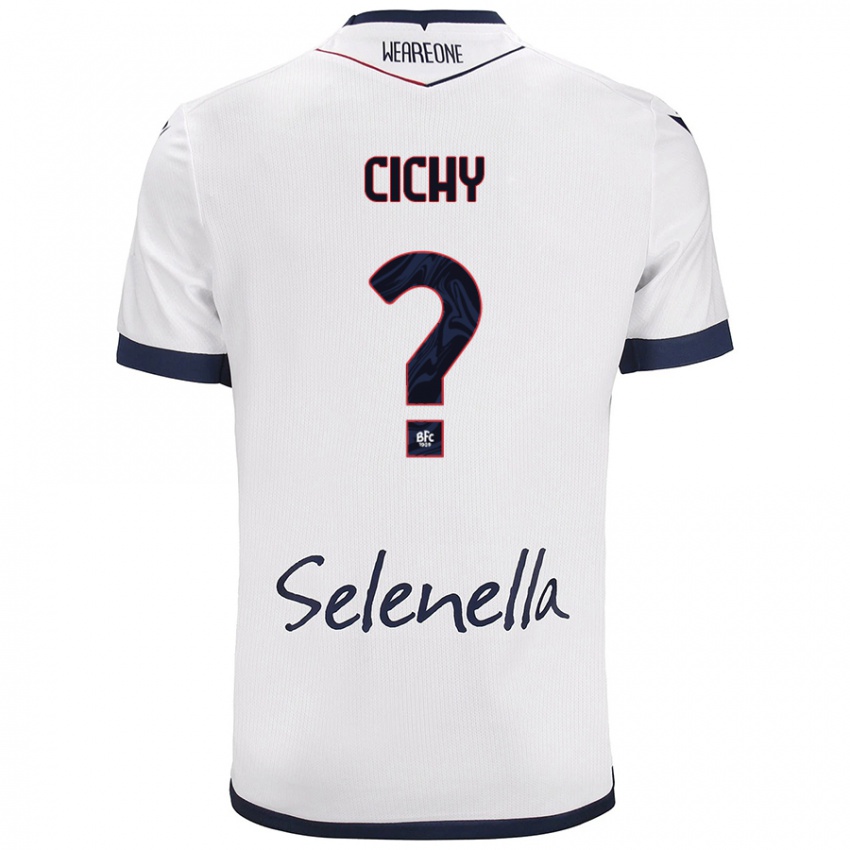 Hombre Camiseta Natan Cichy #0 Blanco Azul Real 2ª Equipación 2024/25 La Camisa Perú