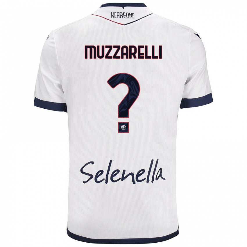 Hombre Camiseta Lorenzo Muzzarelli #0 Blanco Azul Real 2ª Equipación 2024/25 La Camisa Perú