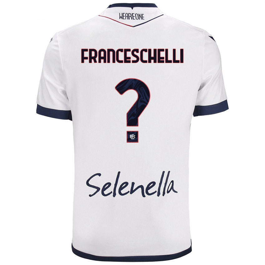 Hombre Camiseta Matteo Franceschelli #0 Blanco Azul Real 2ª Equipación 2024/25 La Camisa Perú