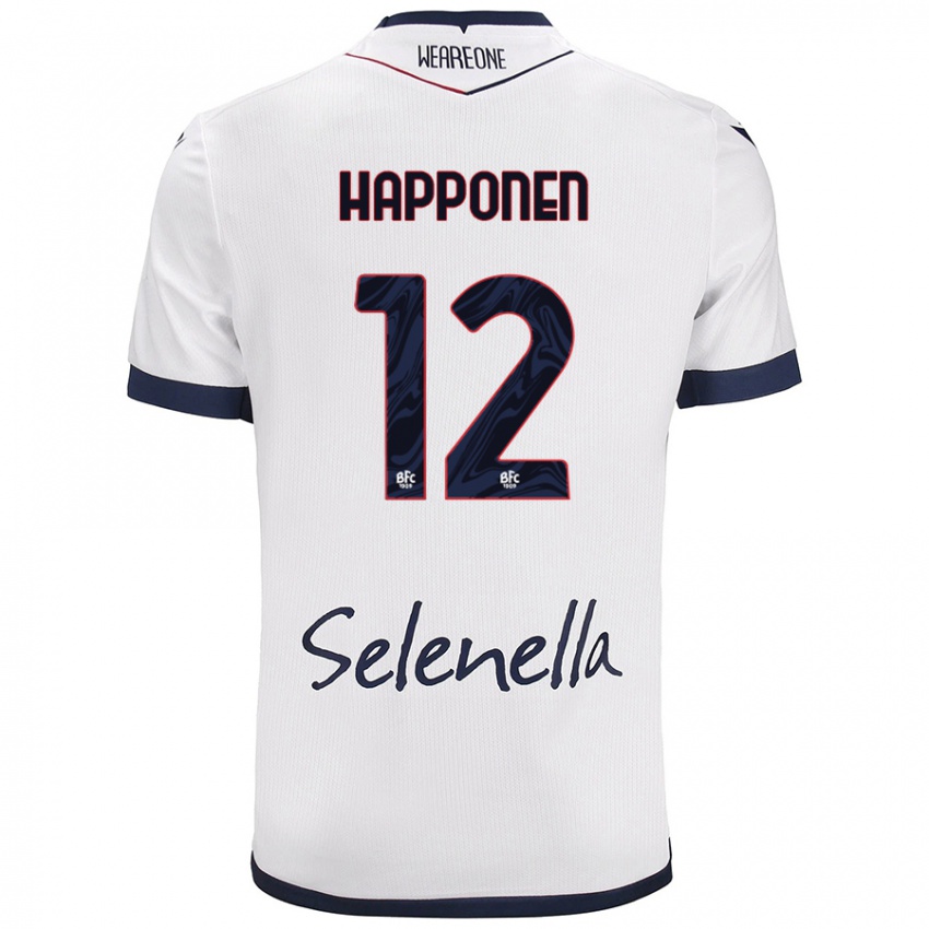 Hombre Camiseta Ukko Happonen #12 Blanco Azul Real 2ª Equipación 2024/25 La Camisa Perú