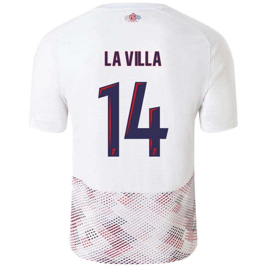 Hombre Camiseta Caroline La Villa #14 Blanco Azul Real 2ª Equipación 2024/25 La Camisa Perú