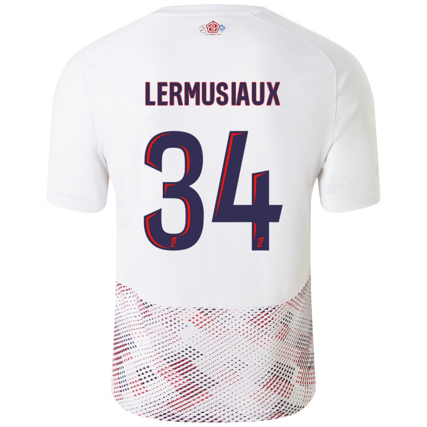 Hombre Camiseta Chrystal Lermusiaux #34 Blanco Azul Real 2ª Equipación 2024/25 La Camisa Perú