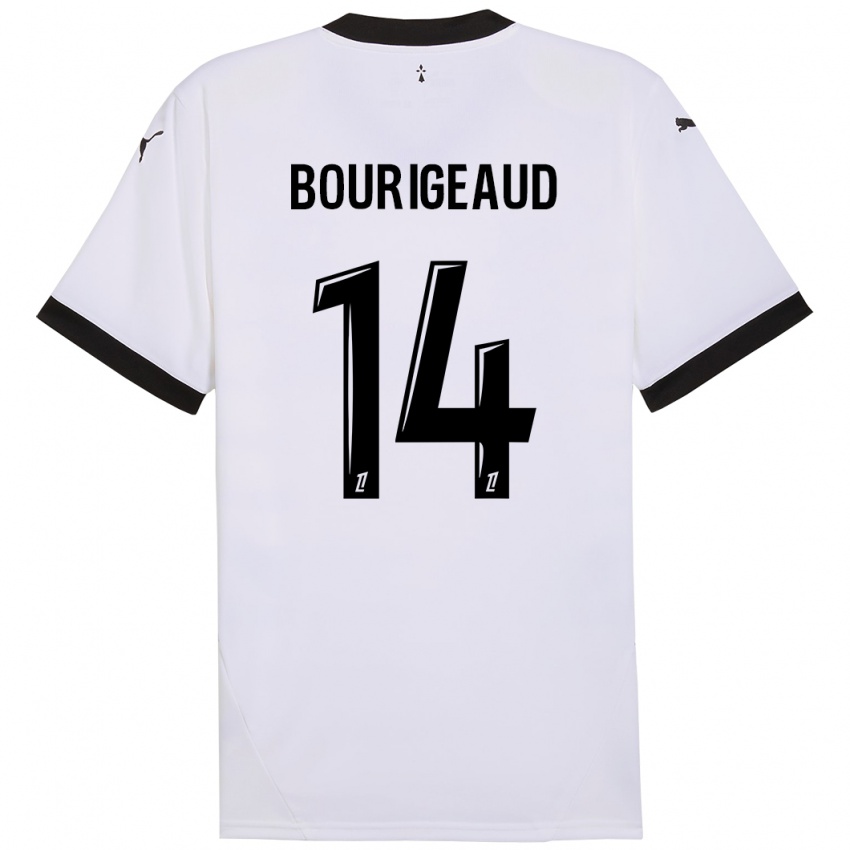 Hombre Camiseta Benjamin Bourigeaud #14 Blanco Negro 2ª Equipación 2024/25 La Camisa Perú