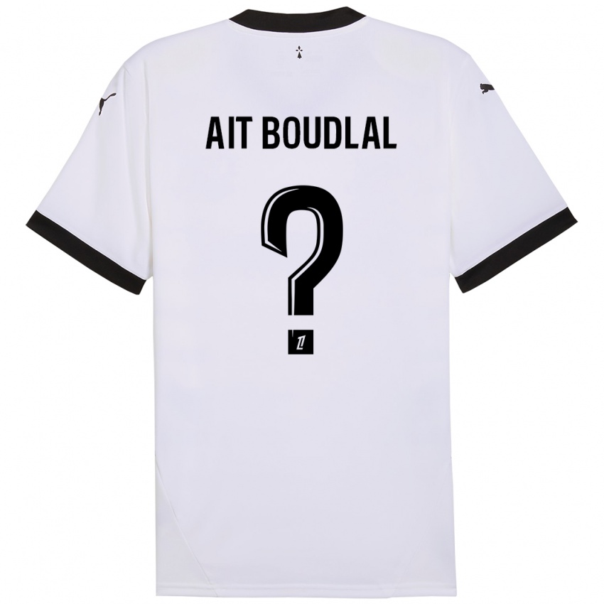 Hombre Camiseta Abdelhamid Ait Boudlal #0 Blanco Negro 2ª Equipación 2024/25 La Camisa Perú