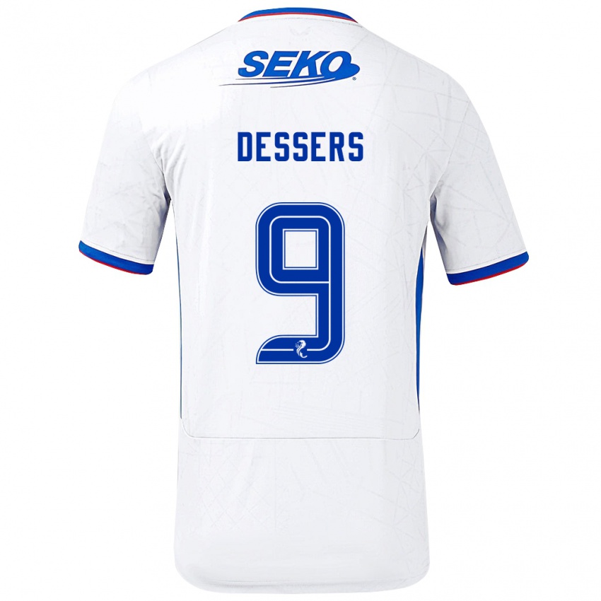 Hombre Camiseta Cyriel Dessers #9 Blanco Azul 2ª Equipación 2024/25 La Camisa Perú