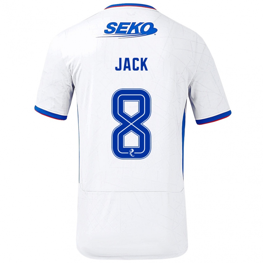 Hombre Camiseta Ryan Jack #8 Blanco Azul 2ª Equipación 2024/25 La Camisa Perú