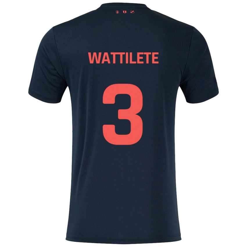 Hombre Camiseta Julia Wattilete #3 Negro Rojo 2ª Equipación 2024/25 La Camisa Perú