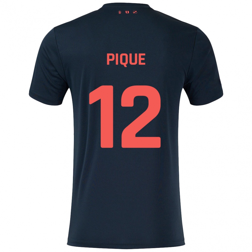 Hombre Camiseta Naomi Piqué #12 Negro Rojo 2ª Equipación 2024/25 La Camisa Perú