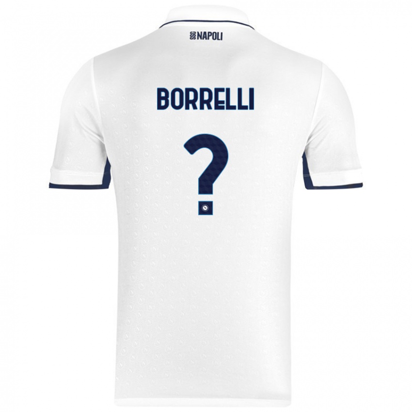 Hombre Camiseta Ciro Borrelli #0 Blanco Azul Real 2ª Equipación 2024/25 La Camisa Perú