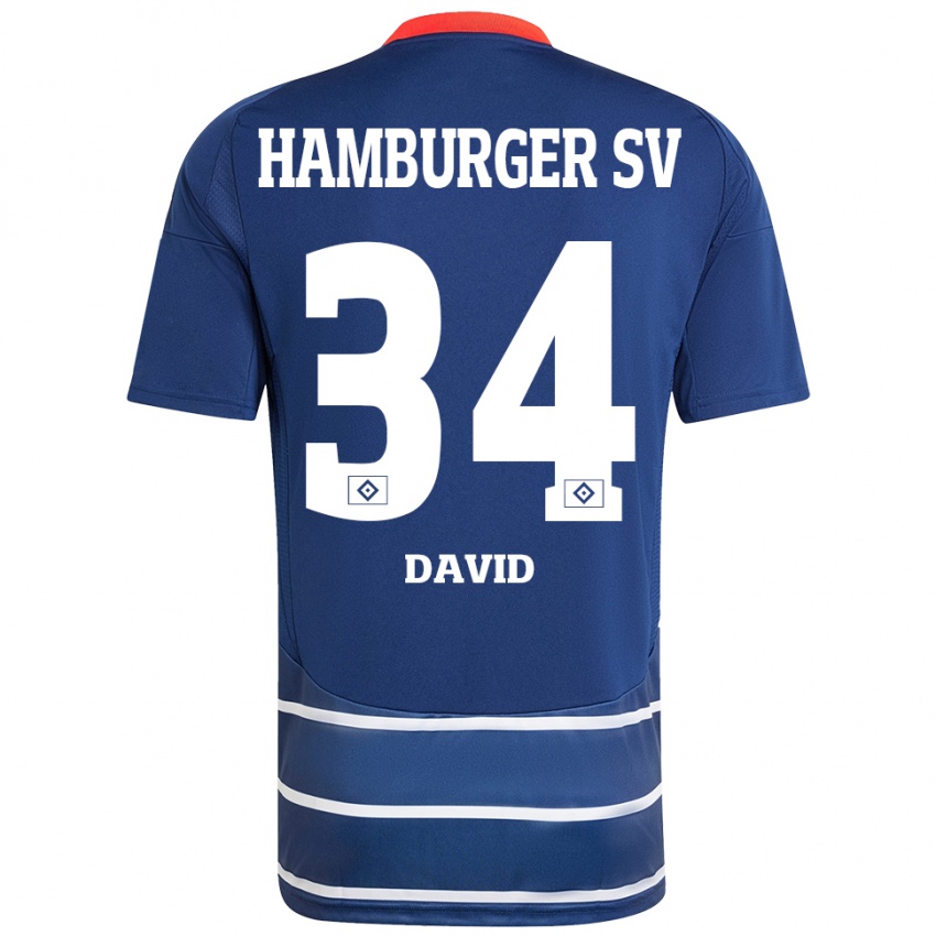 Hombre Camiseta Jonas David #34 Azul Oscuro 2ª Equipación 2024/25 La Camisa Perú