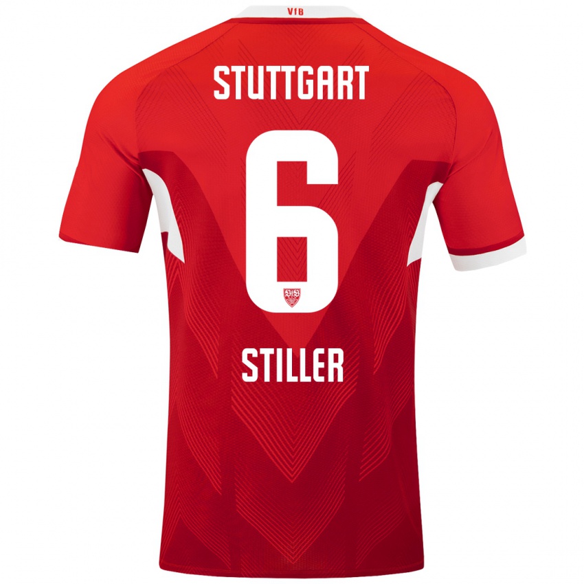 Hombre Camiseta Angelo Stiller #6 Rojo Blanco 2ª Equipación 2024/25 La Camisa Perú