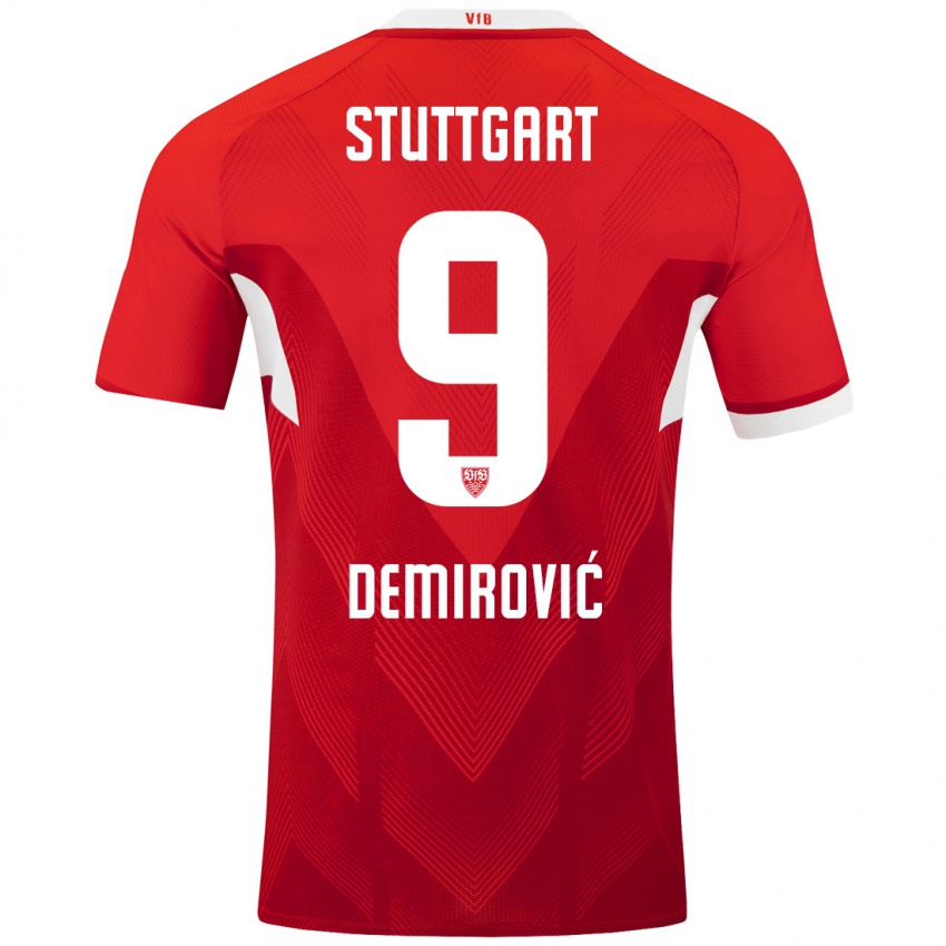 Hombre Camiseta Ermedin Demirovic #9 Rojo Blanco 2ª Equipación 2024/25 La Camisa Perú