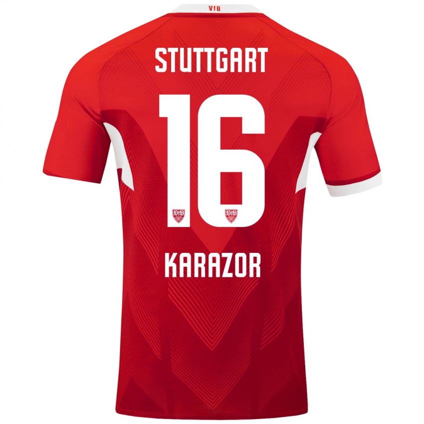 Hombre Camiseta Atakan Karazor #16 Rojo Blanco 2ª Equipación 2024/25 La Camisa Perú