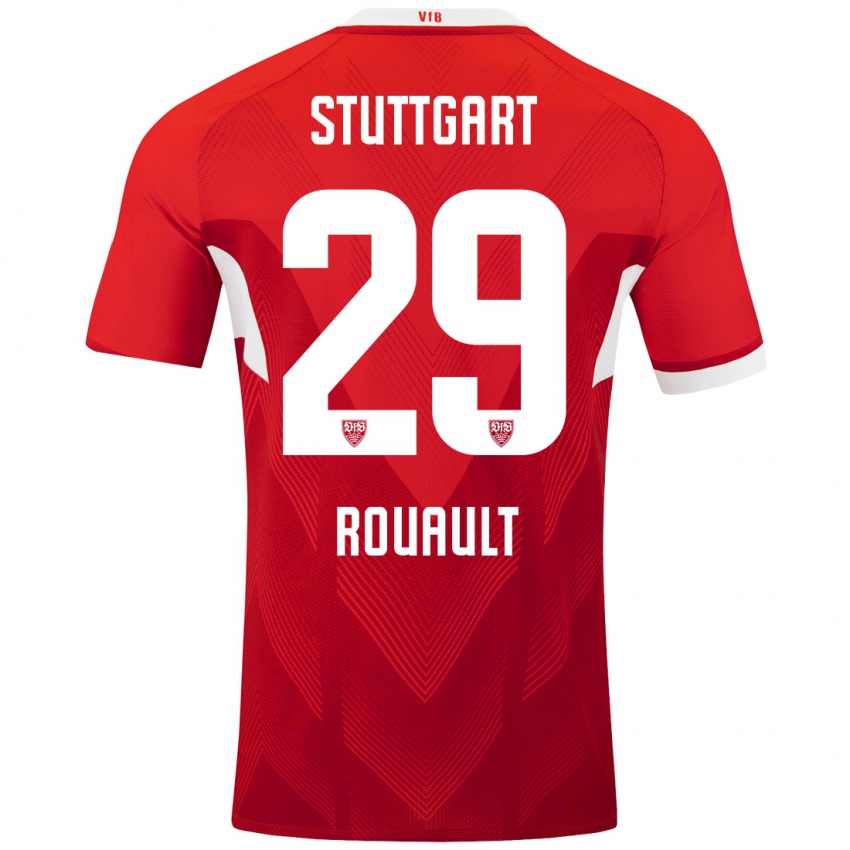 Hombre Camiseta Anthony Rouault #29 Rojo Blanco 2ª Equipación 2024/25 La Camisa Perú