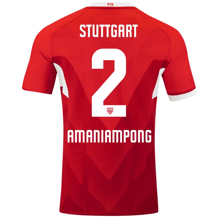 Hombre Camiseta Kaden Amaniampong #2 Rojo Blanco 2ª Equipación 2024/25 La Camisa Perú