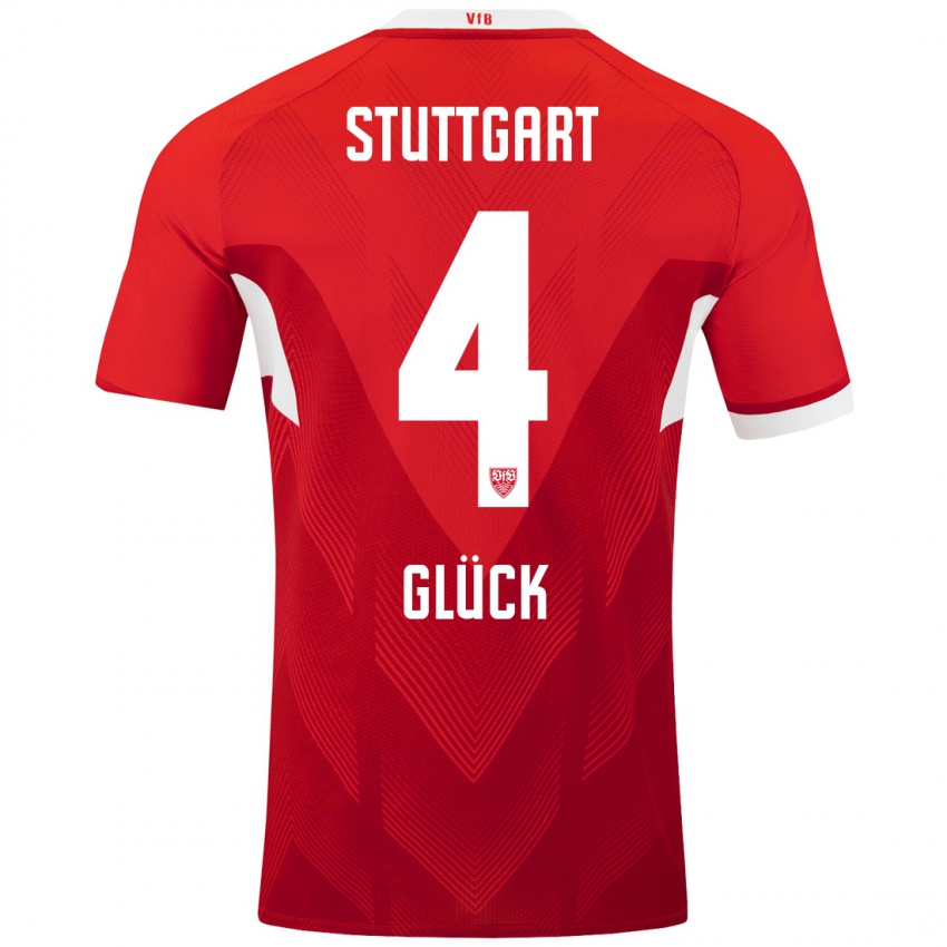 Hombre Camiseta Michael Glück #4 Rojo Blanco 2ª Equipación 2024/25 La Camisa Perú