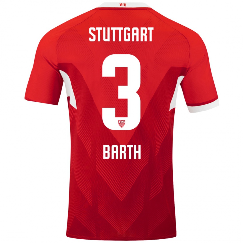 Hombre Camiseta Lara Barth #3 Rojo Blanco 2ª Equipación 2024/25 La Camisa Perú