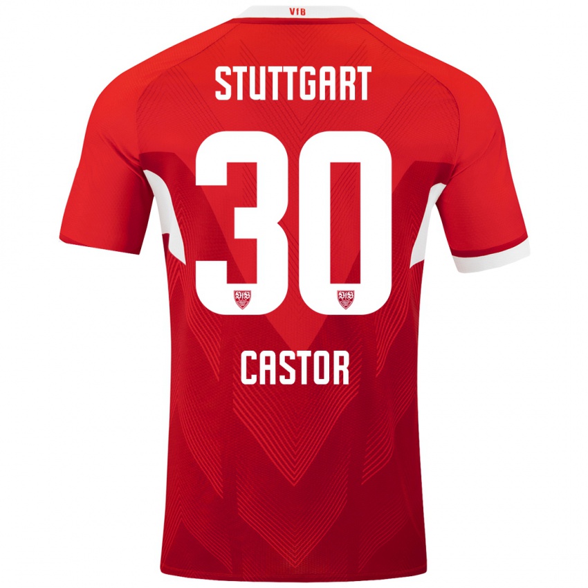 Hombre Camiseta Joy Castor #30 Rojo Blanco 2ª Equipación 2024/25 La Camisa Perú