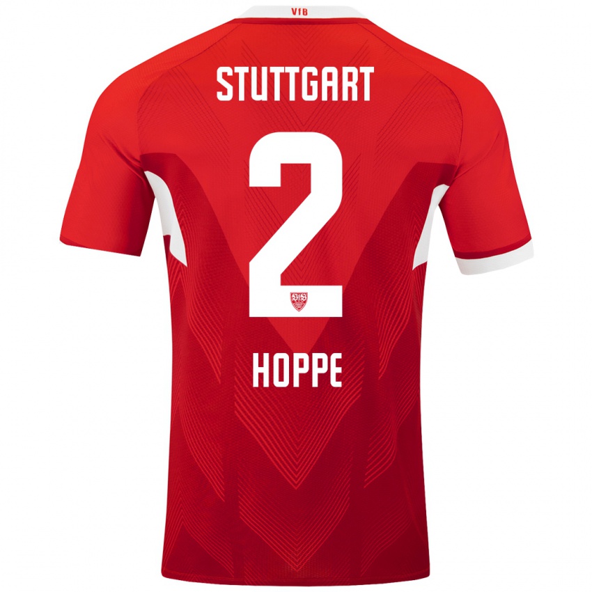 Hombre Camiseta Mattis Hoppe #2 Rojo Blanco 2ª Equipación 2024/25 La Camisa Perú