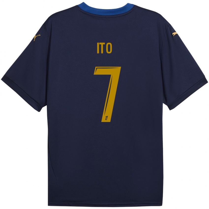 Hombre Camiseta Junya Ito #7 Azul Marino Dorado 2ª Equipación 2024/25 La Camisa Perú