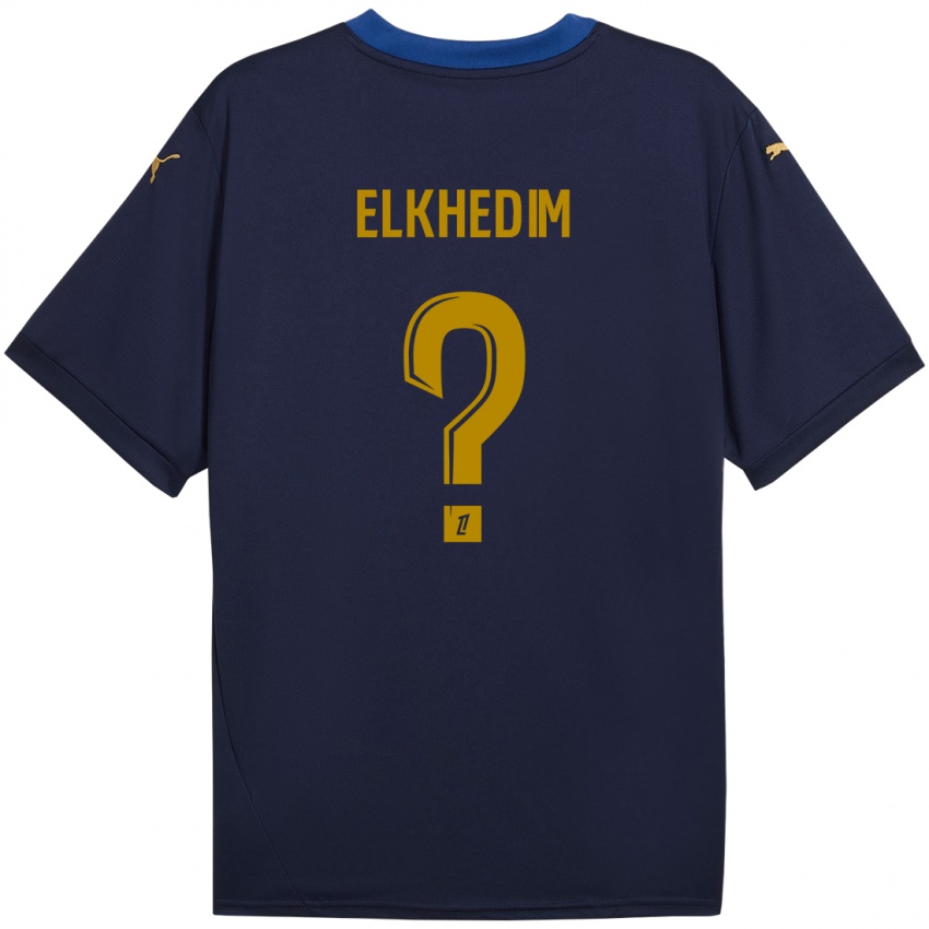 Hombre Camiseta Abdenoor Elkhedim #0 Azul Marino Dorado 2ª Equipación 2024/25 La Camisa Perú