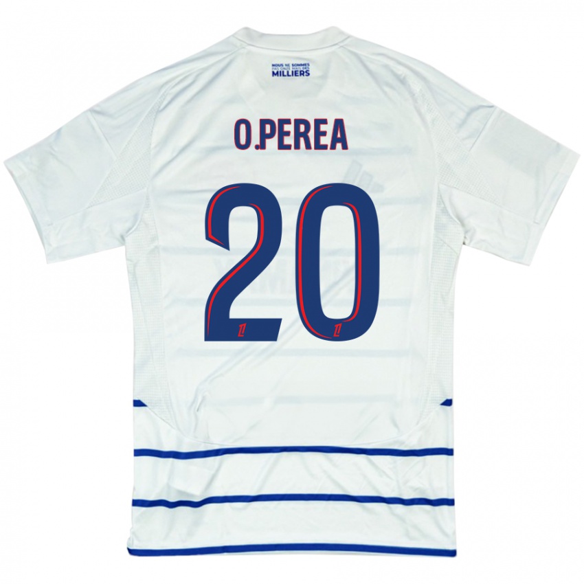 Hombre Camiseta Óscar Perea #20 Blanco Azul 2ª Equipación 2024/25 La Camisa Perú